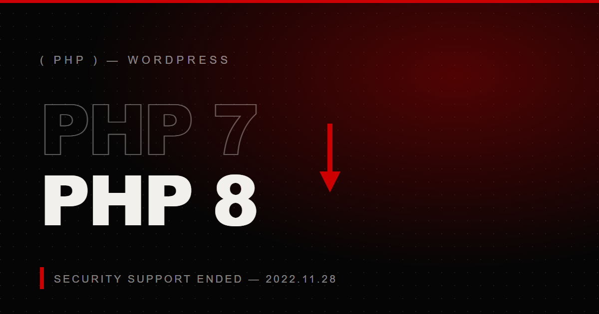PHP 7からPHP 8への更新を黒・赤・白で表現したグラフィック